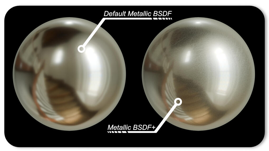 Comparison Between the default and the improved Metallic BSDF nodes